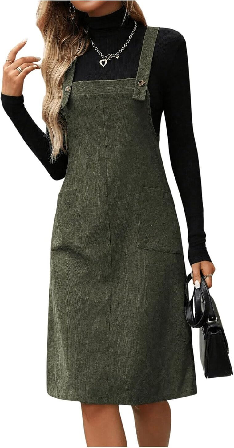 Corduroy Dress - Stylish Sleeveless Fall Fashion with Pockets - Now 25% Off!