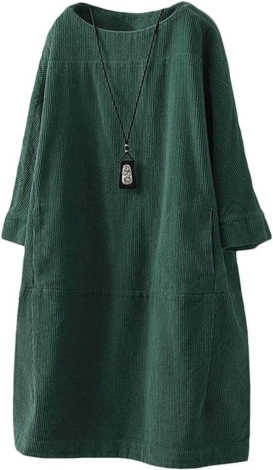 Minibee Tunic Dress - Stylish Corduroy Comfort with Pockets - Now 9% Off!
