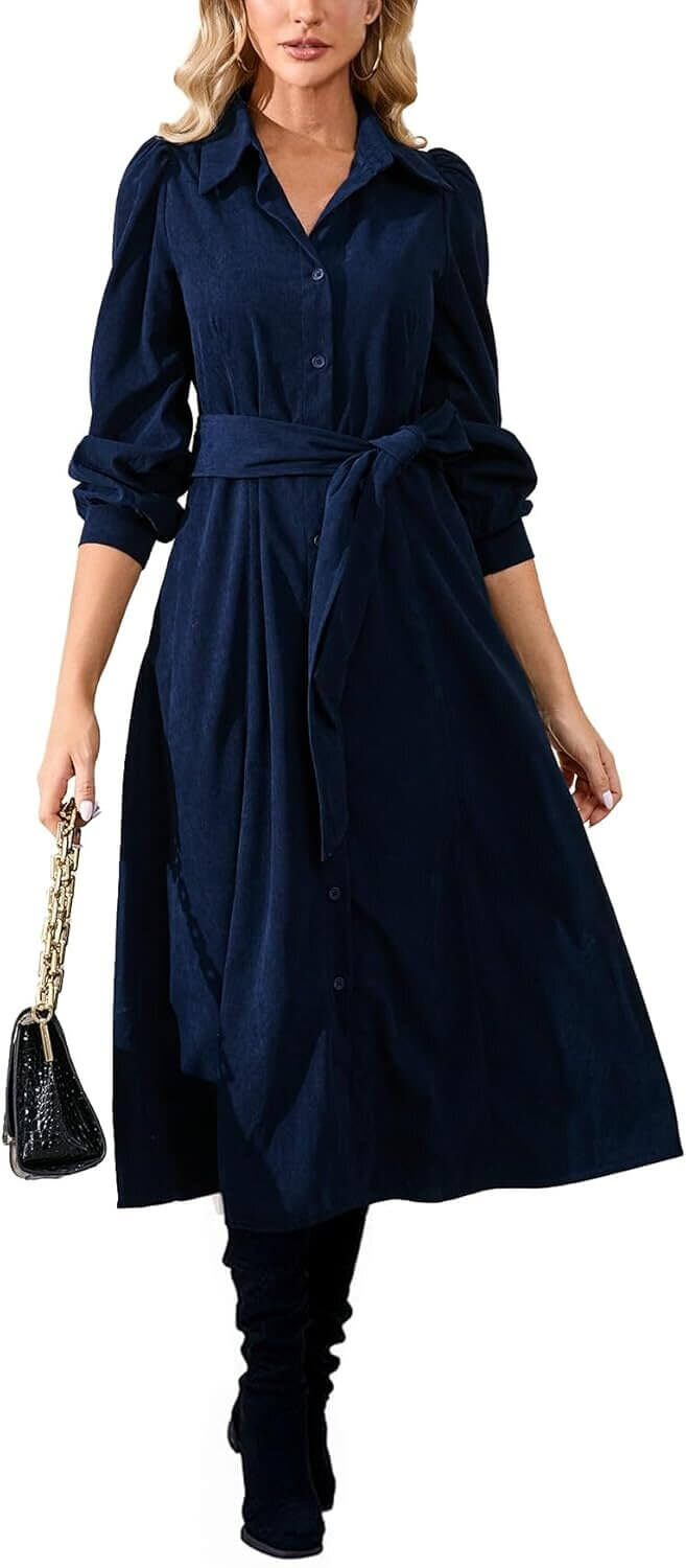 Corduroy Midi Dress - Versatile Style for Every Occasion 