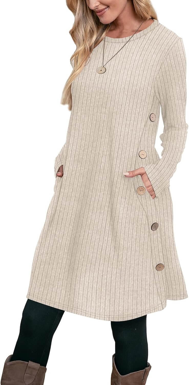 OFEEFAN Tunic Dress - Perfect Fall & Winter Style with Pockets - Now 35% Off!