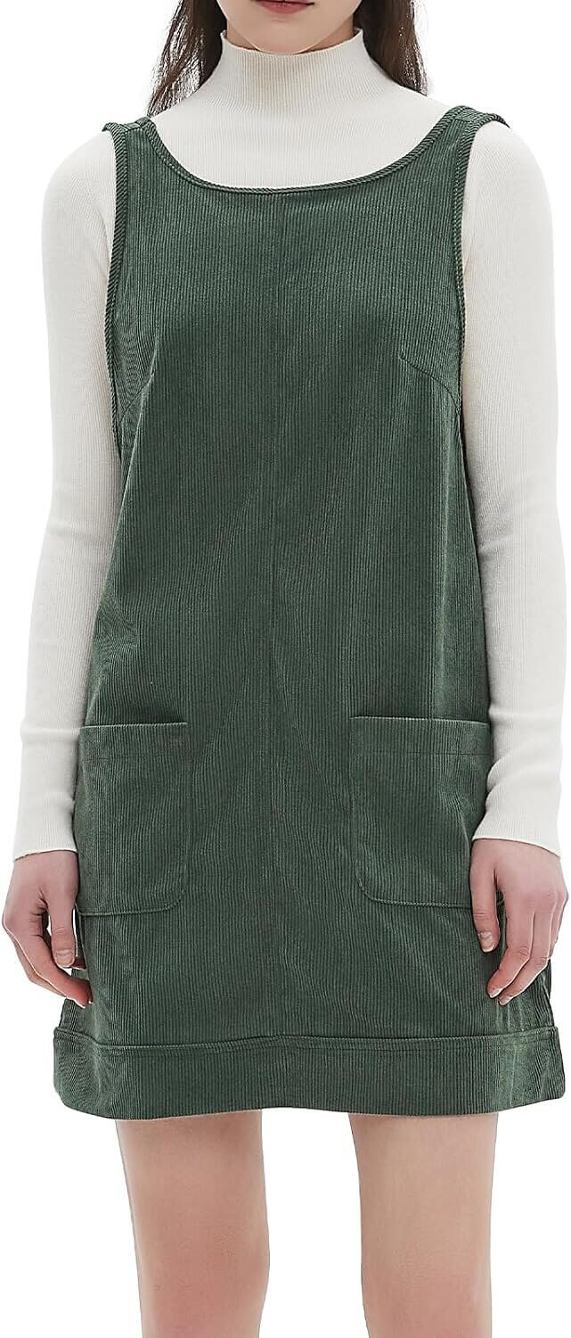 Corduroy Overall Dress - Cute, Comfy, and Functional with Pockets 