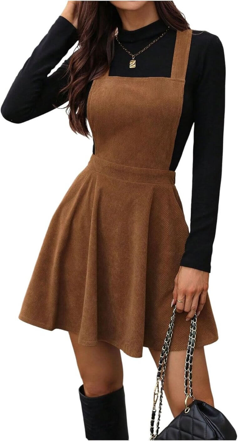 Corduroy Overall Dress - Chic and Comfortable Style 