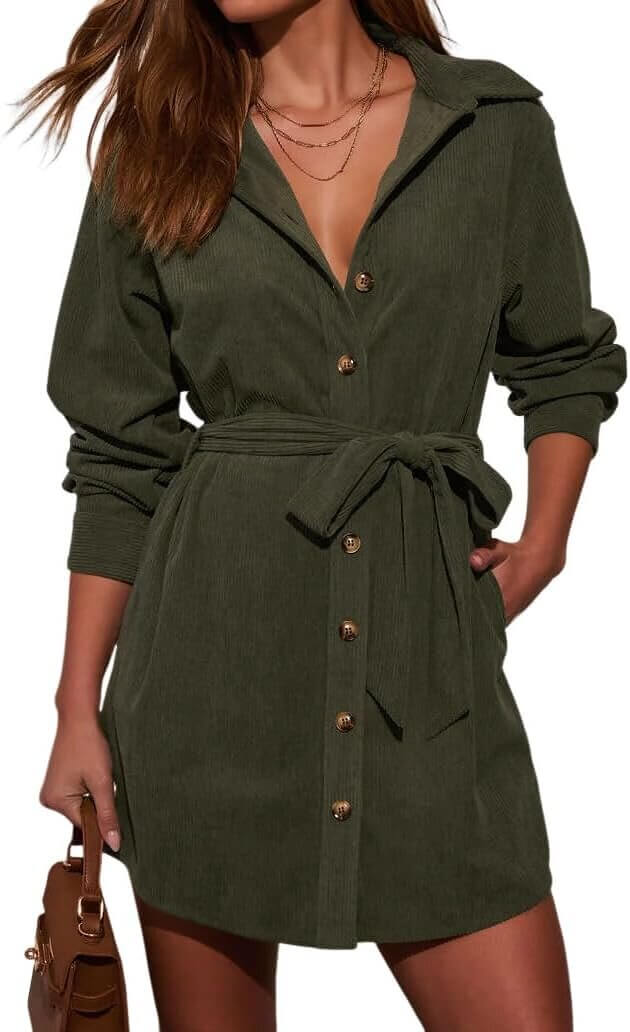 R.Vivimos Corduroy Mini Dress - Perfect for Fall Adventures 
