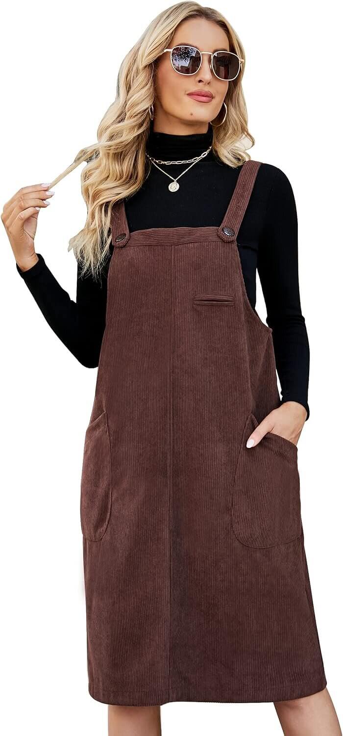 Corduroy Jumper Dress - Playful Style with Pockets - Enjoy 5% Off!