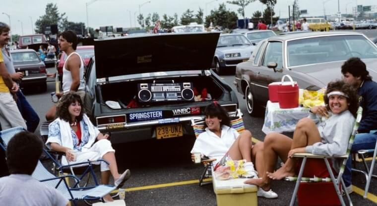 Friends Tailgating Outside A Bruce Springsteen Concert