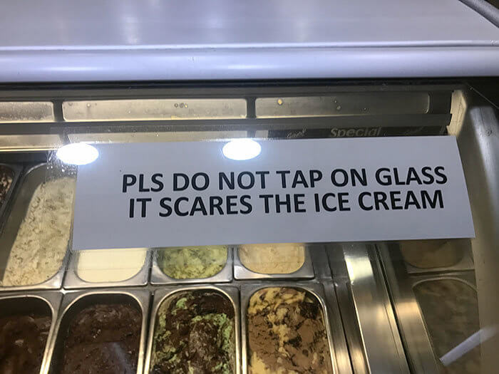 This Ice Cream Place Found A Creative Way To Ask Customers To Not Tap On The Glass