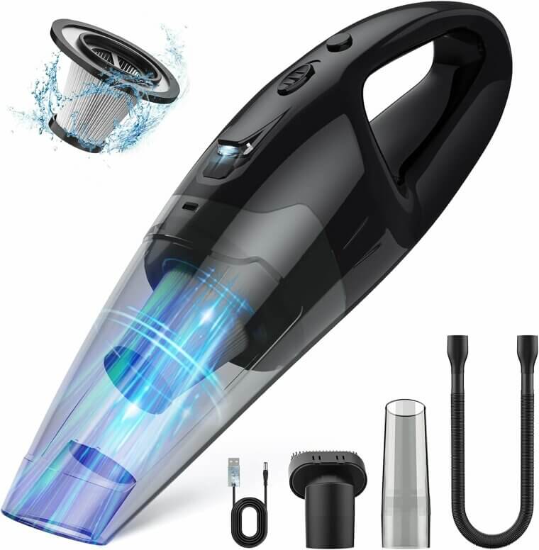 Lightweight Cordless Hand Vacuum with LED - Perfect for Car & Home! 