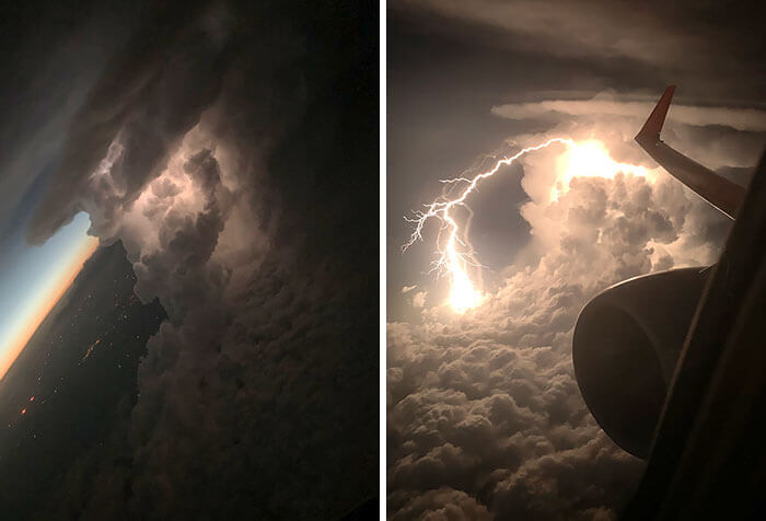 Un rayo desde el interior de un avión