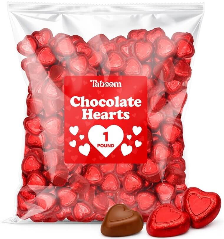 Valentine Chocolate Hearts - Creamy, Red Foil Wrapped Treats 