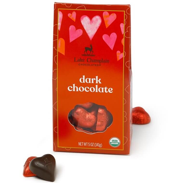Lake Champlain Chocolates Organic Dark Chocolate Hearts - Perfect Valentine's Gift! 