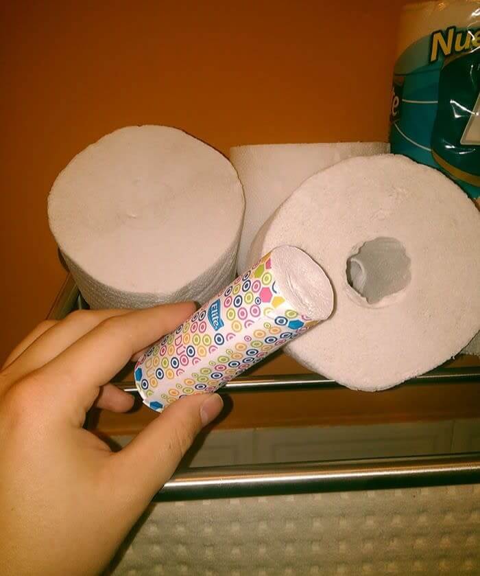 Toilet Paper with a Smaller Roll Inside