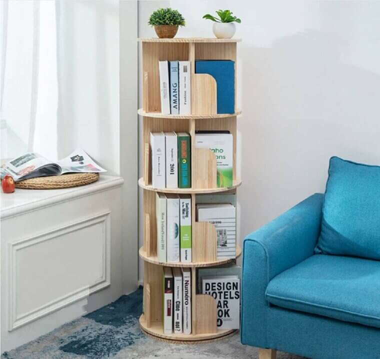 Stylish Rotating Bookshelf 4-Tier Organizer for Kids & Adults