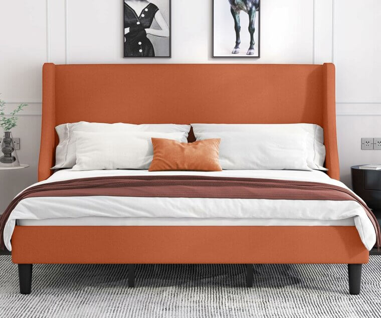 Discover Modern Comfort with Allewie Bed Frame in Burnt Orange