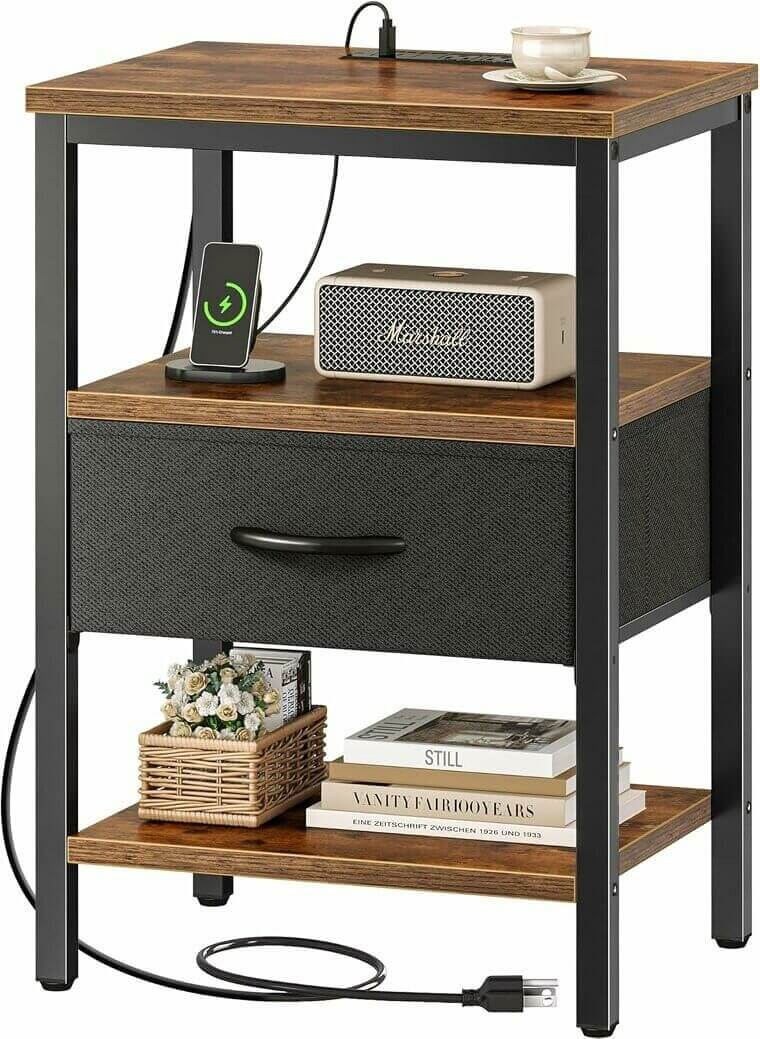 Stylish Nightstand With Charging Station & Storage - - Enjoy 35% Off!