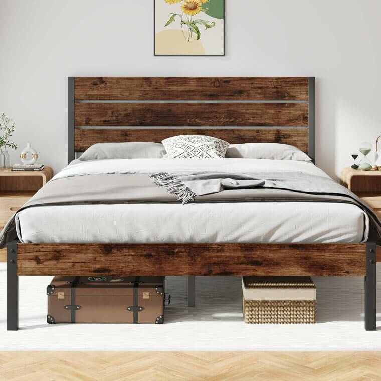 Transform Your Bedroom With Queen Bed Frame - Rustic Charm Awaits!