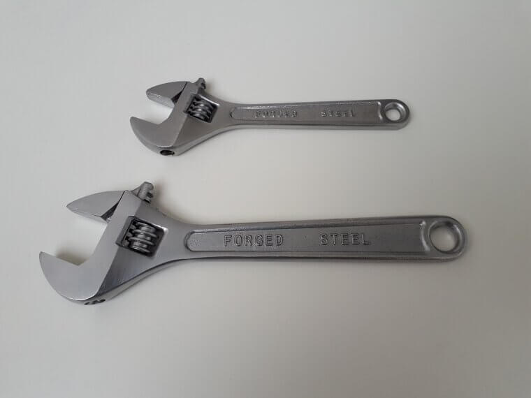 Multiple Sizes of Adjustable Wrenches