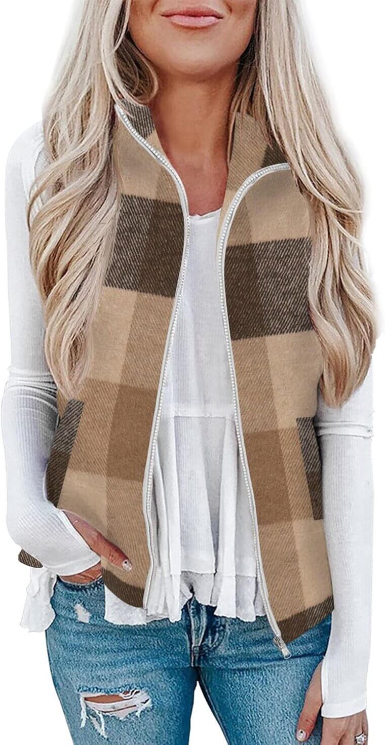 Plaid Vest Jacket - Perfect for Layering, Everyday Style - Enjoy 44% Off!
