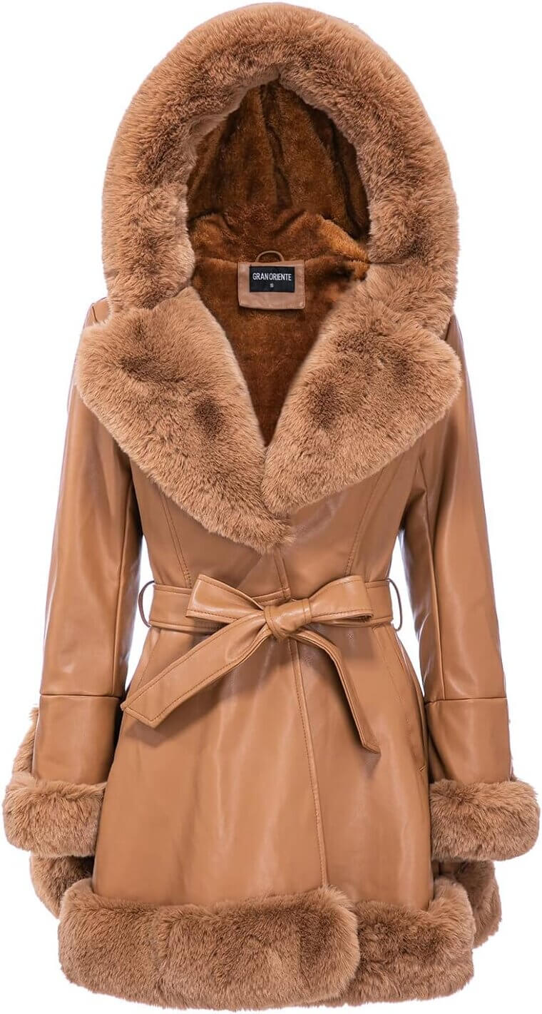 GRAN ORIENTE Faux Leather Parka - Stylish Warmth with Faux Fur Collar - 10% Off!