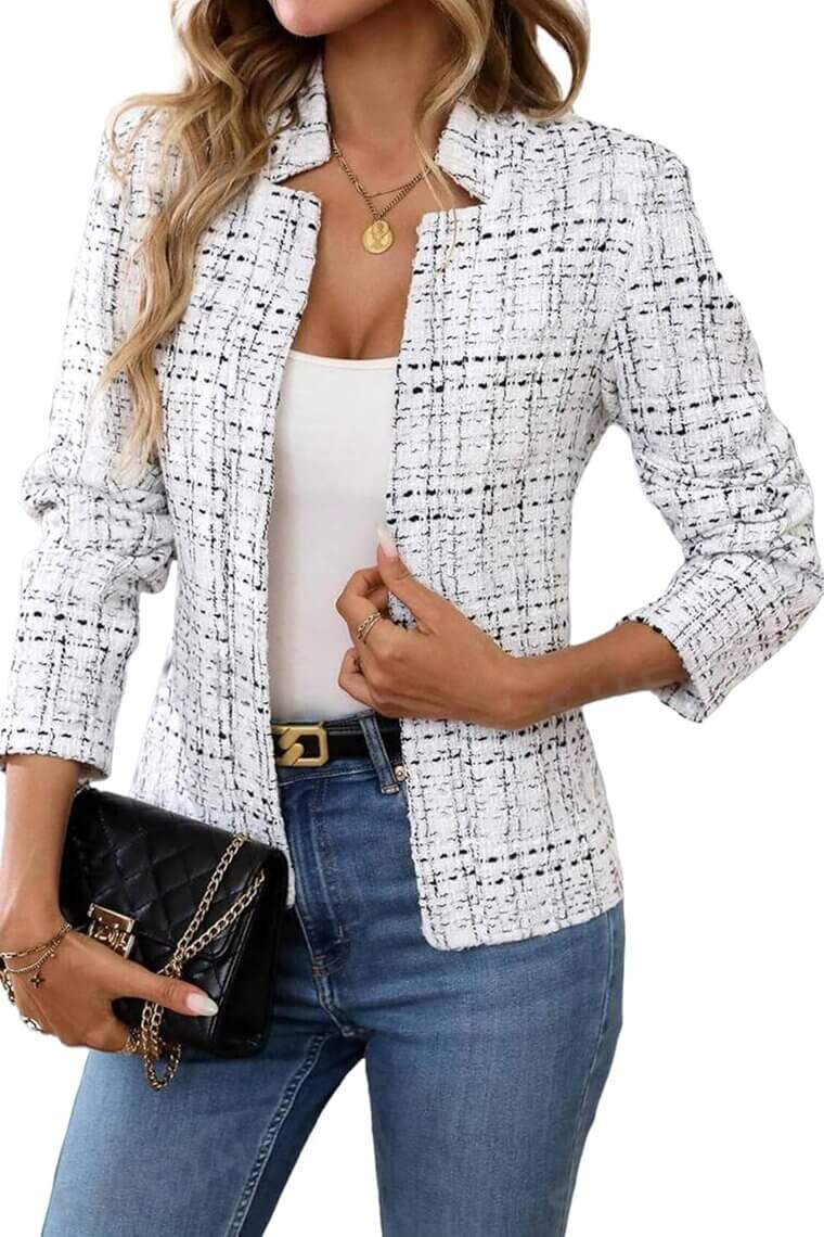 ELLEVEN Tweed Blazer - Trendy Women's Office Jacket - Enjoy 23% Off!