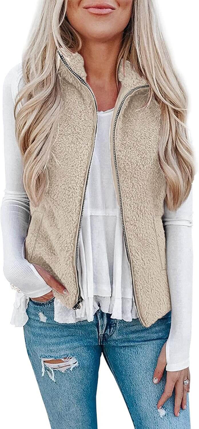 LOMON Fleece Vest - Cozy Sherpa Style, Perfect for Layering - 41% Off!