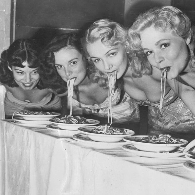 We Wish Showgirl Spaghetti Swooshing Contests Were Still a Thing