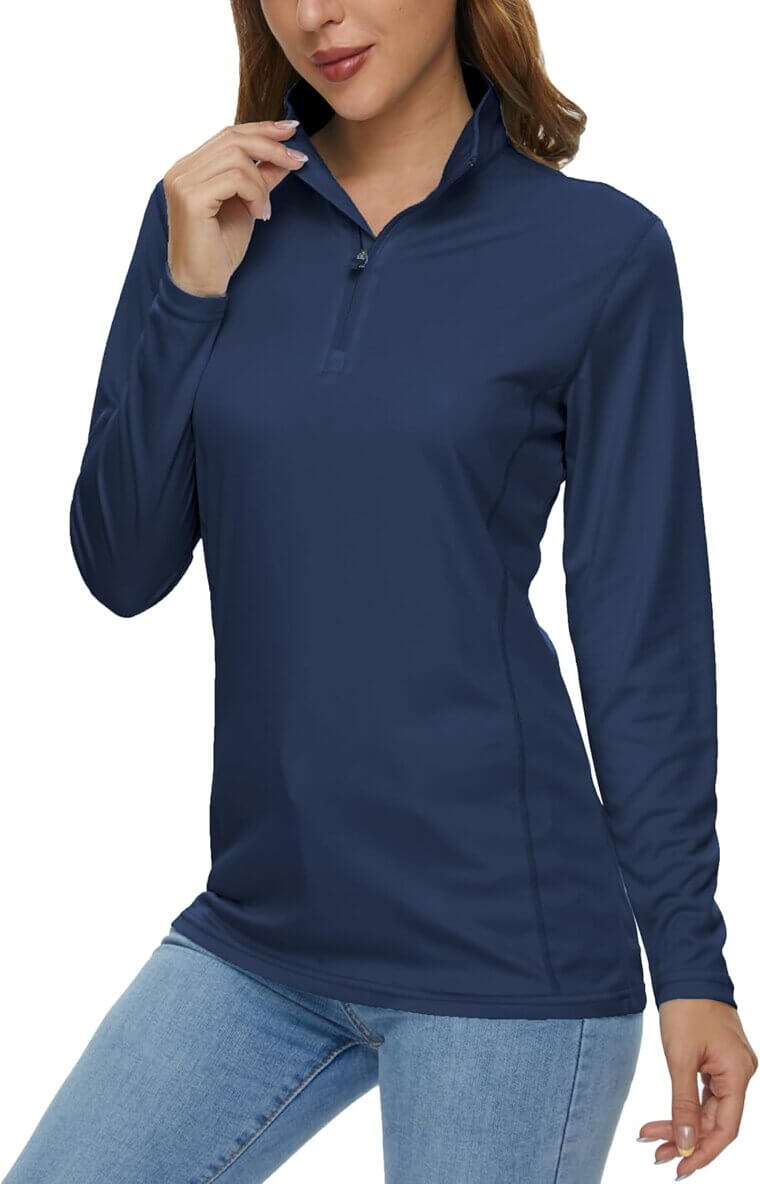 MAGCOMSEN Women's Zip Shirt - UPF50+ Quick Dry for Hiking - 41% Off!