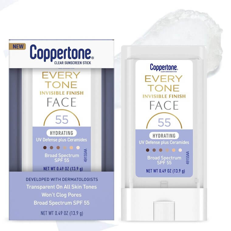 Coppertone Face Sunscreen Stick - Hydrating & Invisible SPF 55 - Don’t Miss the 38% Discount!