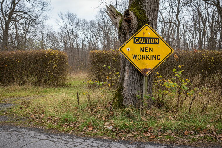 "Caution: Men Working" (Sign From 1987)