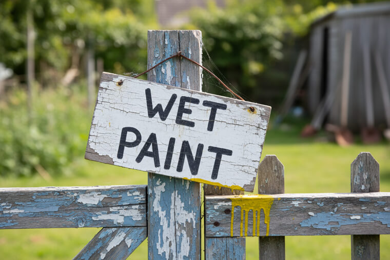 "Wet Paint" (On a 10-Year-Old Fence)