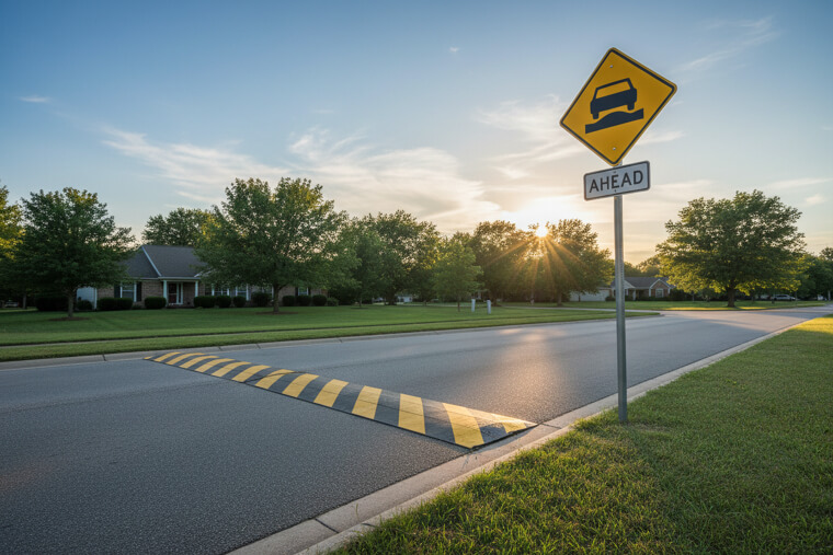 "Speed Hump Ahead" (Posted After the Speed Hump)