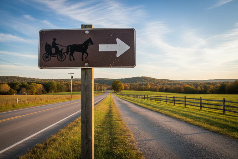 "Horses and Buggies Use This Lane"