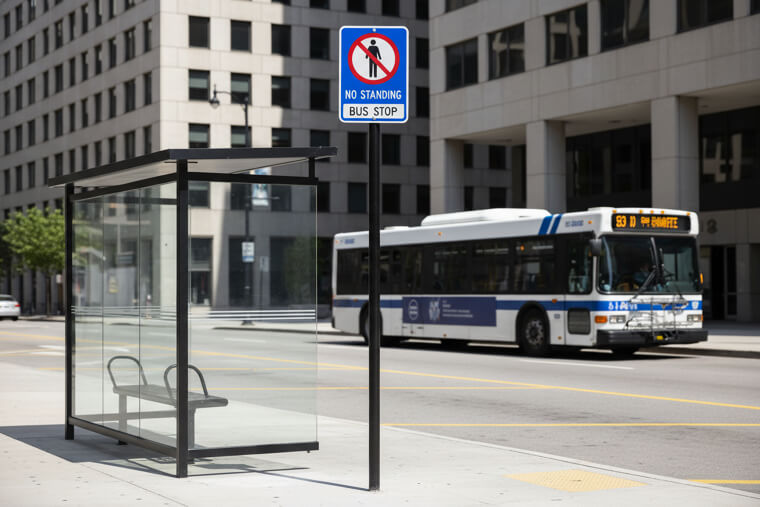 "No Stopping or Standing" (At a Bus Stop)