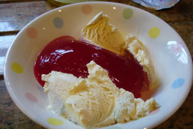 Raspberry Jell-O Into Ice Cream