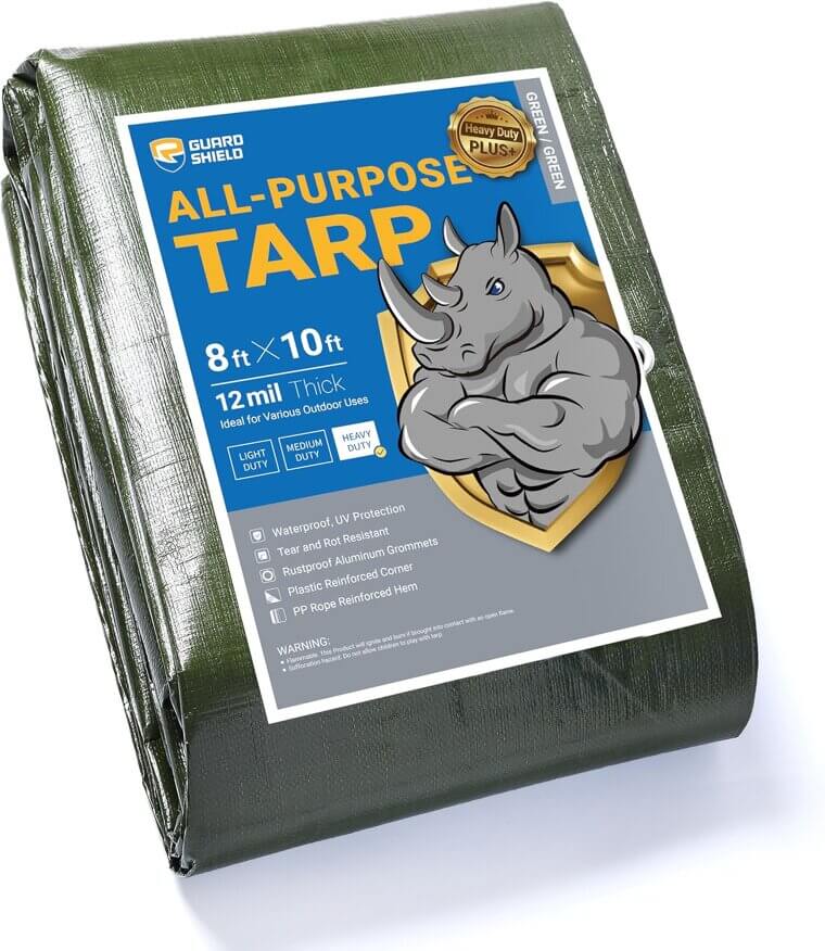 GUARD SHIELD Tarp - Heavy Duty Waterproof 8x10 Outdoor Cover 
