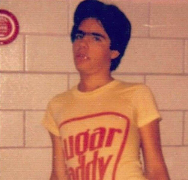 Teenage Mario Cantone Rocking a Unibrow and a "Sugar Daddy" Shirt