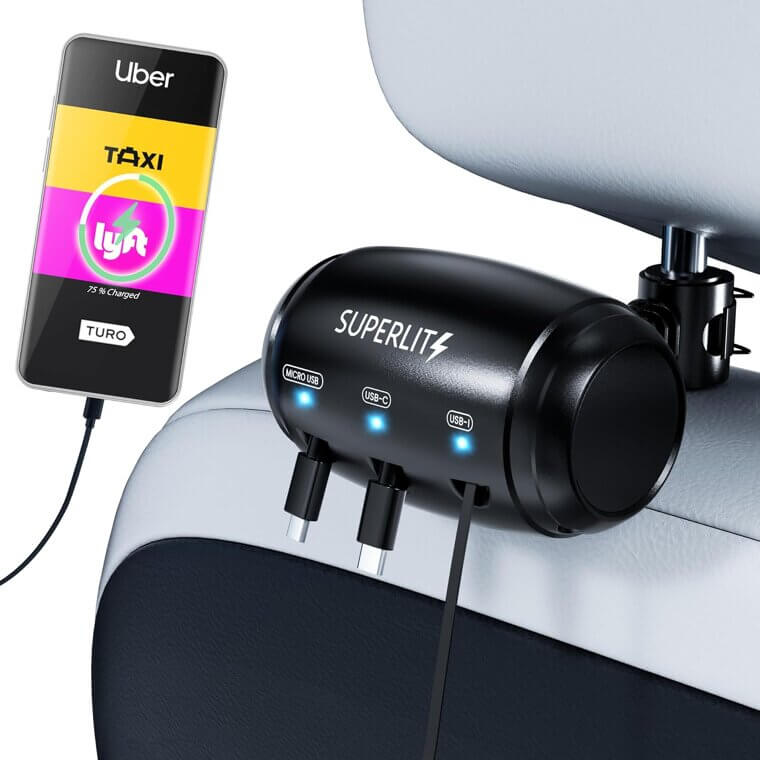 Superlit Car Charger - Perfect for Rideshare Drivers & Passengers - 29% Off!