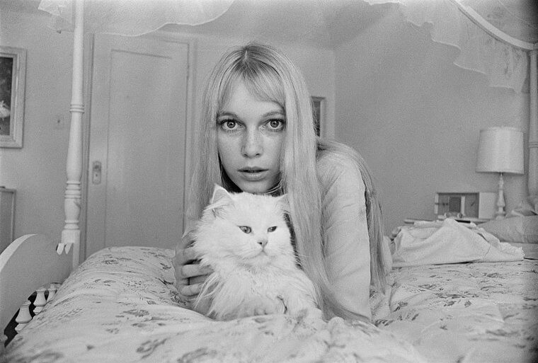 Mia Farrow and Her Cat