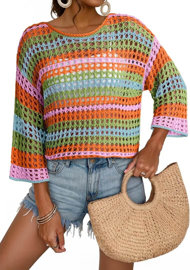 Dokotoo Crochet Sweater - Perfect Beach Cover-Up! 