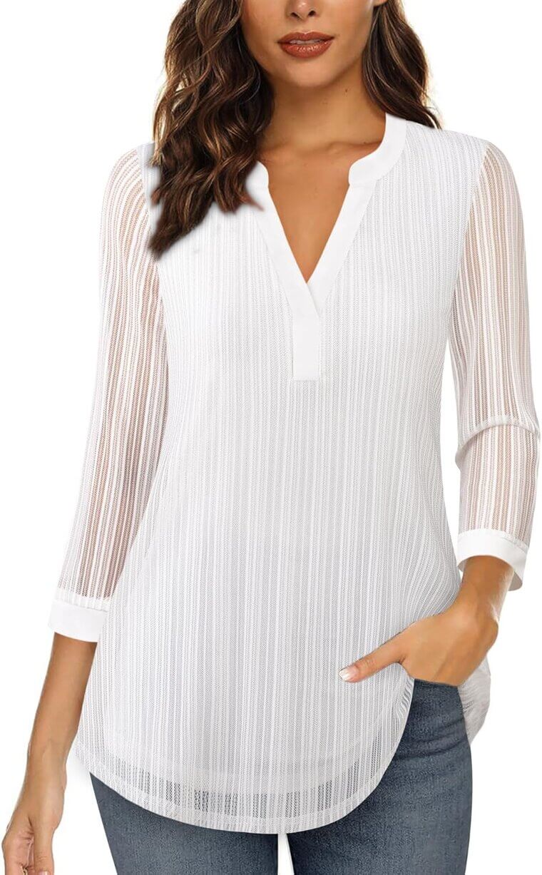 Timeson Blouse - Elegant 3/4 Sleeve V-Neck for Any Occasion! - 10% Off!