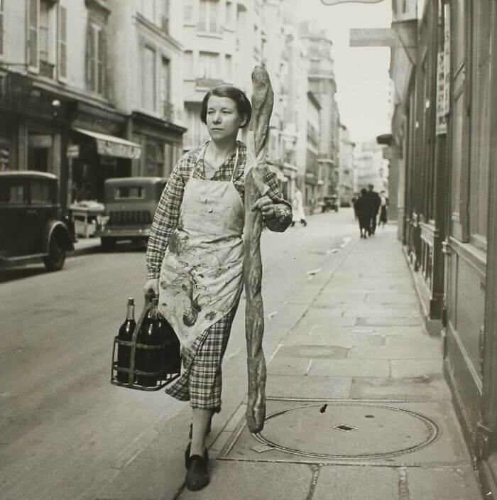 Baguette And Six Bottles Of Wine, Paris, France, 1945