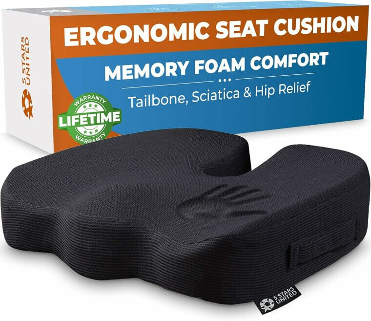5 STARS UNITED Seat Cushion for Desk Chair - Tailbone, Coccyx Sciatica Pain Relief - 19% Off!