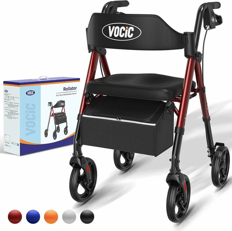 Gloria Red Walker - All-Terrain Stability With Built-In Seat