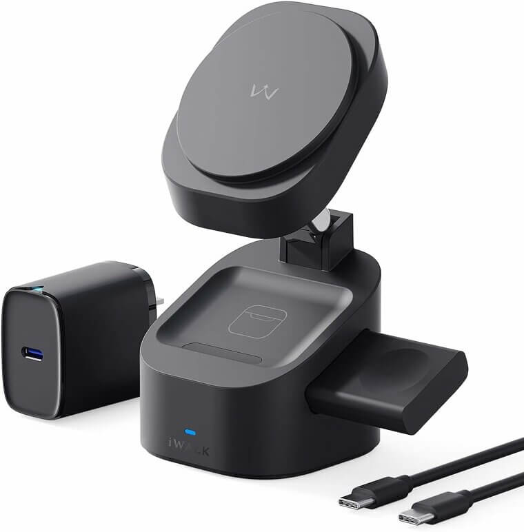 iWALK Wireless Charger: 3-in-1 Foldable Charging Station for Apple Devices 