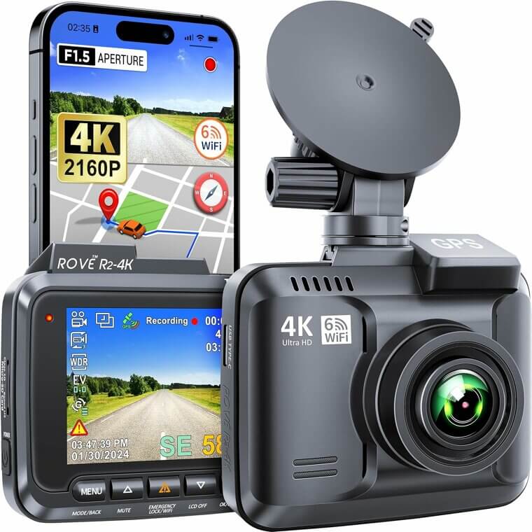 ROVE 4K Dash Cam with WiFi & GPS - Capture Every Moment 