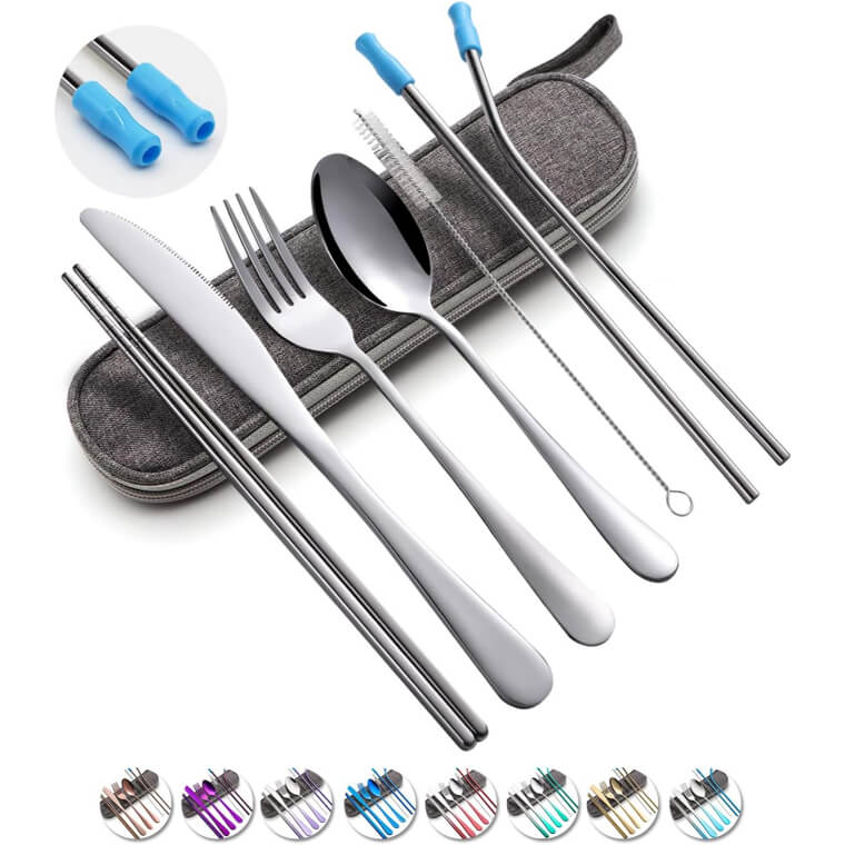 Travel Utensils Set - Portable Stainless Steel Cutlery, Perfect for Adventures! 