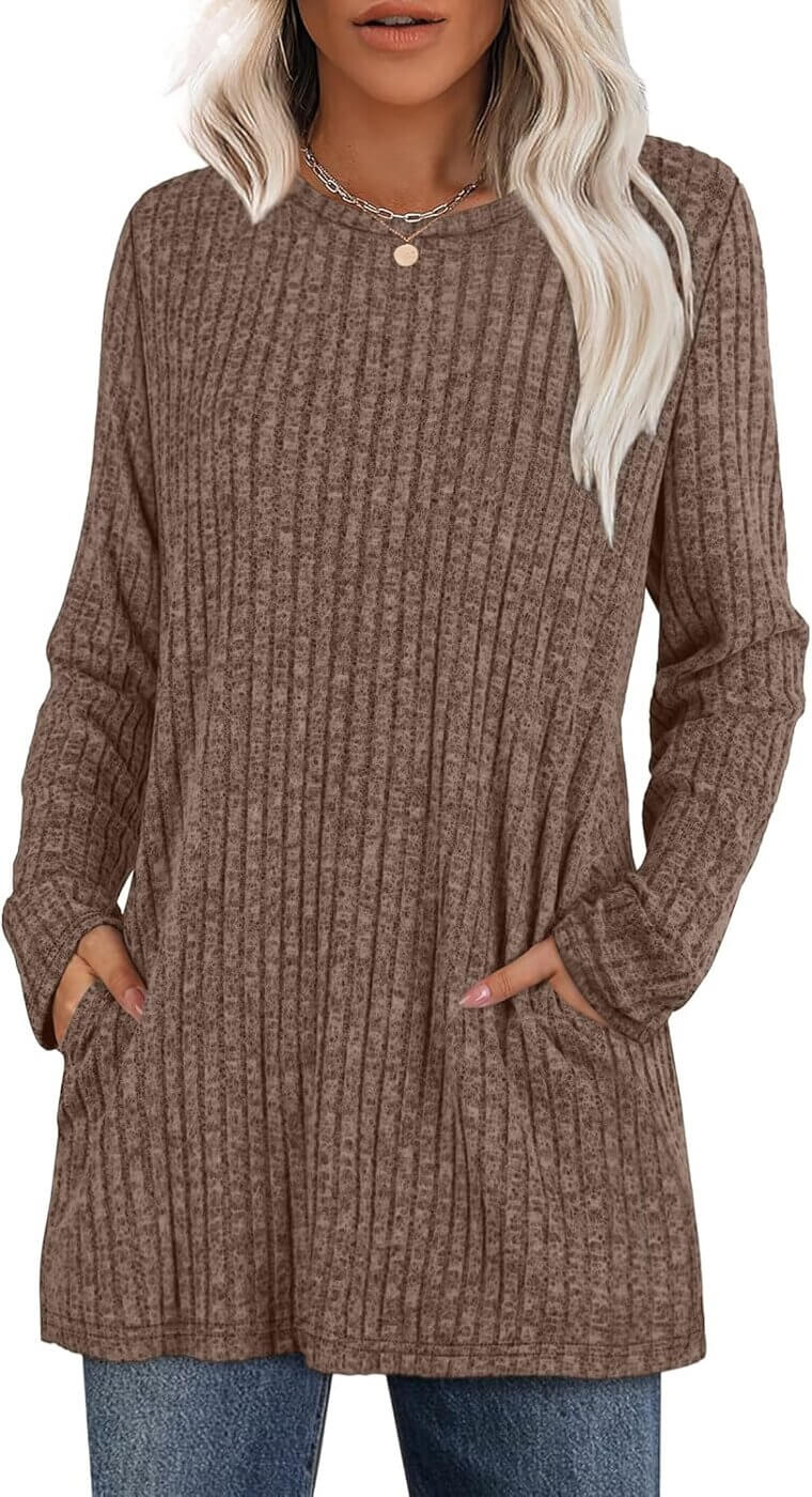 XIEERDUO Tunic Tops - Stylish Fall Sweaters with Pockets 