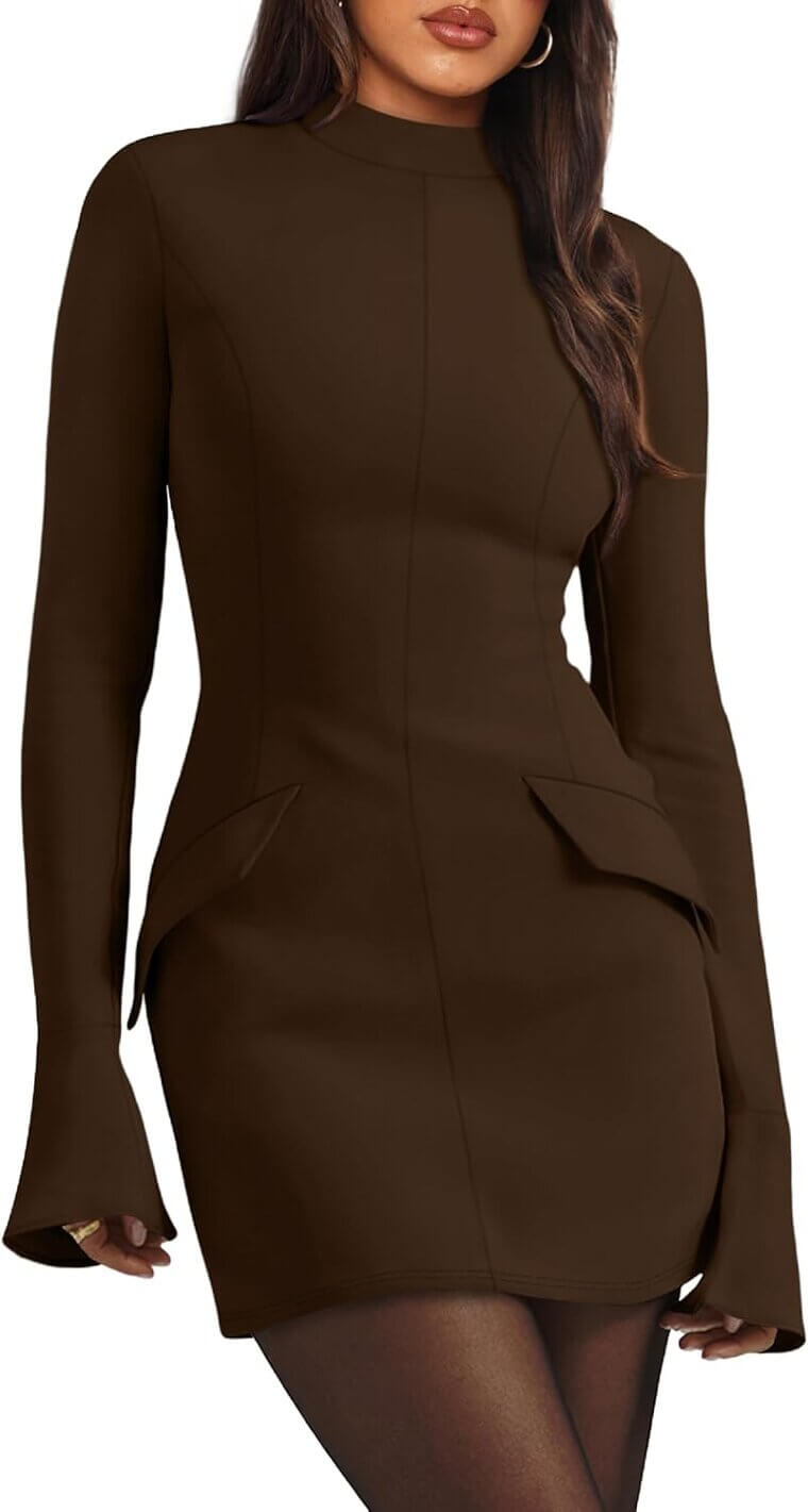OFEEFAN Mock Neck Dress - Sleek Style for Any Occasion - Now 14% Off!