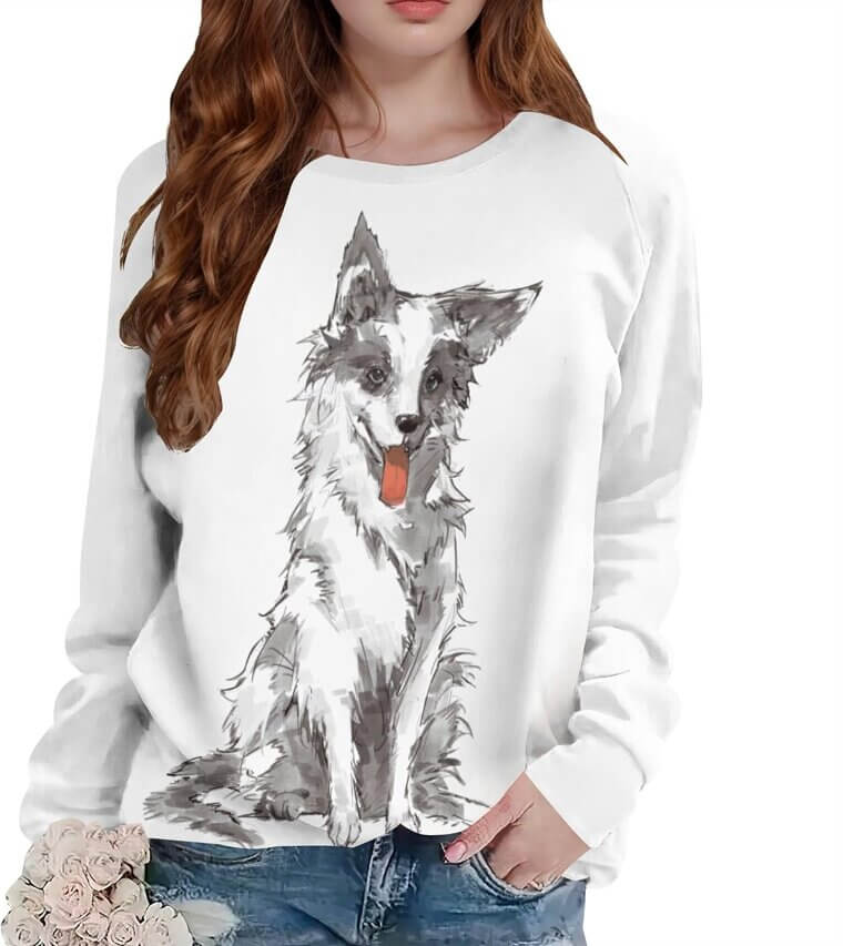 Dog Sweatshirts - Funny Graphic Long Sleeve Tops for Women 