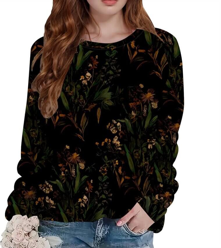 Floral Print Boho Sweatshirts - Perfect for Fall Fashion 
