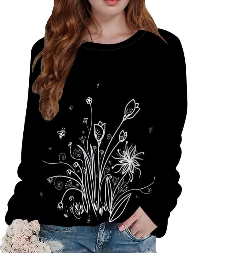 Vintage Floral Sweatshirt - Cozy, Casual Style for Fall 